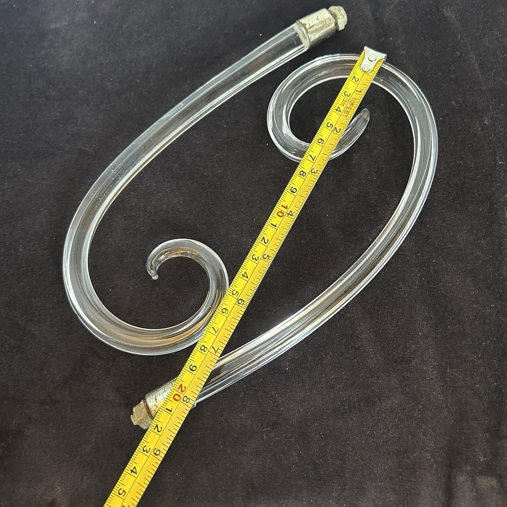 Glass Chandelier Scroll Arms 11" Curved Replacement Parts Metal Ferrules Vtg - Picture 3 of 4